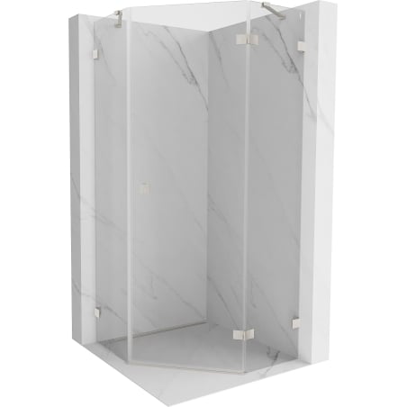 Mexen Lunar Pentagonal Shower Enclosure Right Hinged 80 x 80 cm, Transparent, Brushed Nickel - 831-080P-080L-97-00-P