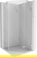 Mexen Lunar cabine de douche pentagonale pivotante droite 80 x 80 cm, transparent, nickel brossé - 831-080P-080L-97-00-P