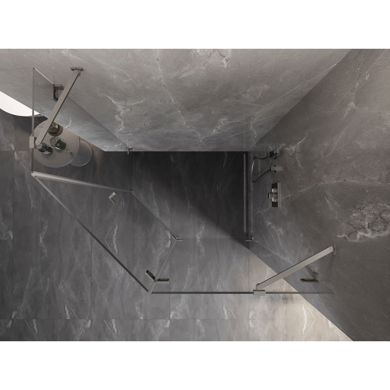 Mexen Lunar cabine de duche pentagonal pivotante direita 90 x 80 cm, transparente, níquel escovado - 831-090P-080L-97-00-P