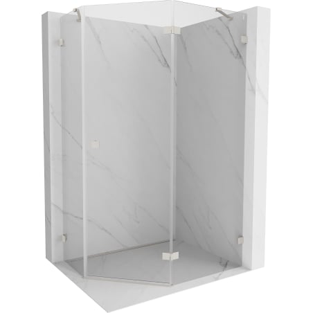 Mexen Lunar pentagonal right-hinged shower enclosure 100 x 80 cm, transparent, brushed nickel - 831-100P-080L-97-00-P