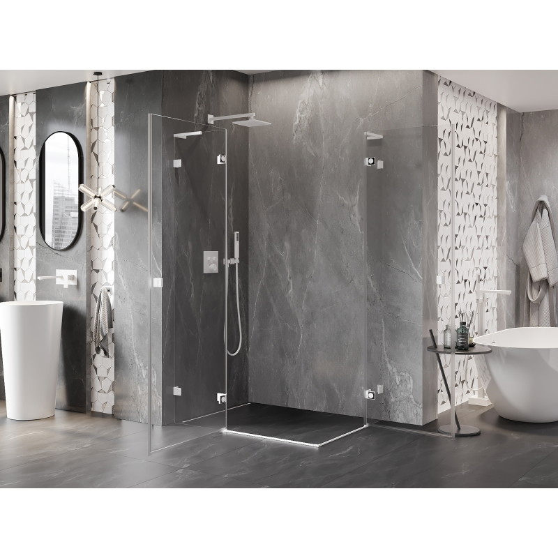 Mexen Lunar L Duo tuš kabina s lijevim zakretnim vratima 100 x 85 cm, prozirna, bijela - 834L-100L-085P-20-00