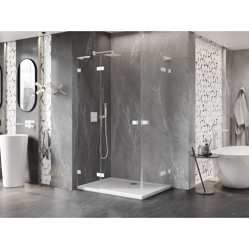 Mexen Lunar L Duo tuš kabina s lijevim zakretnim vratima 100 x 85 cm, prozirna, bijela - 834L-100L-085P-20-00