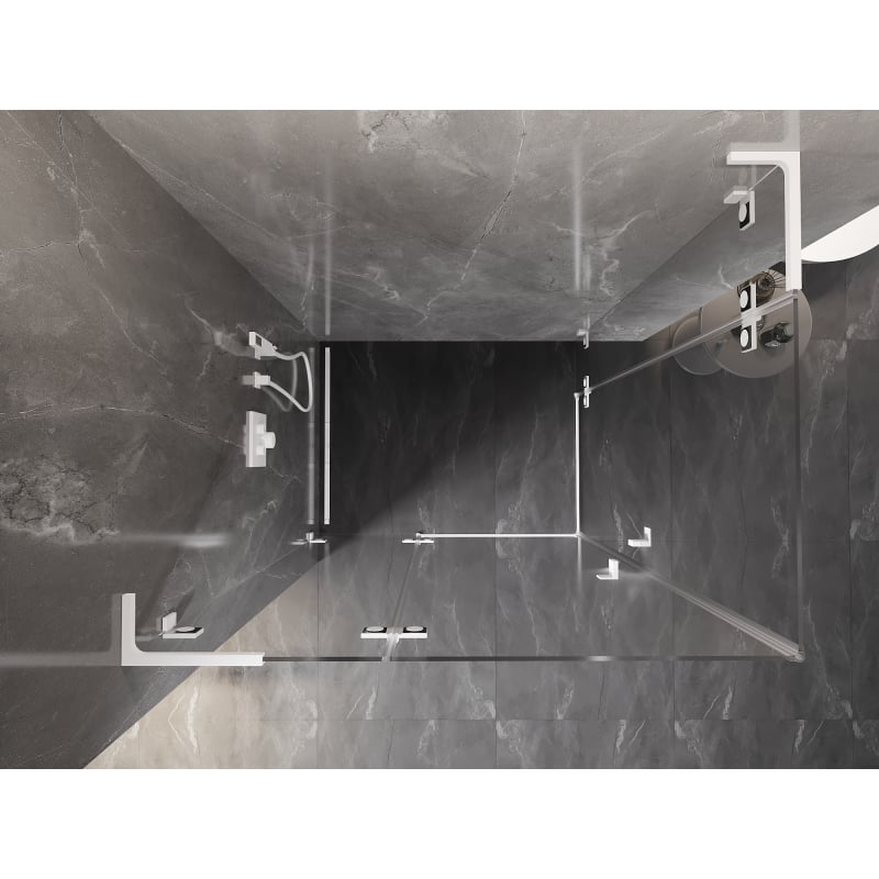 Mexen Lunar L Duo cabine de douche pivotante gauche 105 x 75 cm, transparent, blanc - 834L-105L-075P-20-00