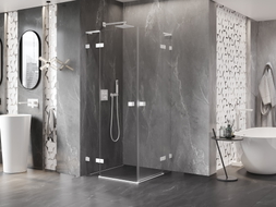 Mexen Lunar L Duo tuš kabina s okretljivim vratima 110 x 110 cm, prozirna, bijela - 834L-110L-110P-20-00