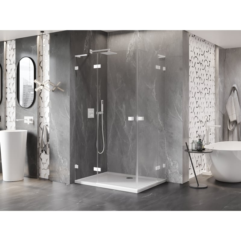Mexen Lunar L Duo sisseehitatud dušikabiin vasakpoolne 115 x 110 cm, läbipaistev, valge - 834L-115L-110P-20-00