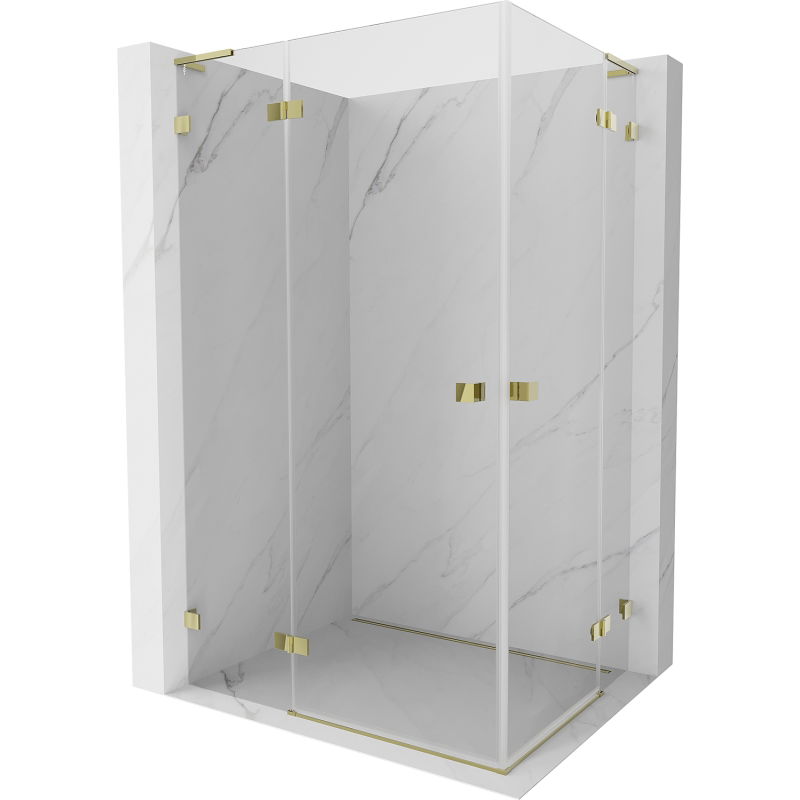 Mexen Lunar L Duo Duschkabine schwenkbar 85 x 70 cm, transparent, gold - 834L-085L-070P-50-00