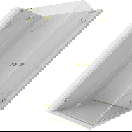 Mexen Lunar L Δίπορτη καμπίνα ντους αριστερή 85 x 75 cm, διαφανής, χρυσή