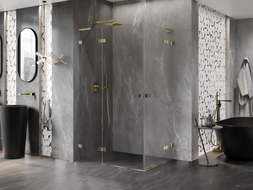 Mexen Lunar L Duo kabinska tuš vrata lijeva 90 x 70 cm, prozirna, zlatna - 834L-090L-070P-50-00