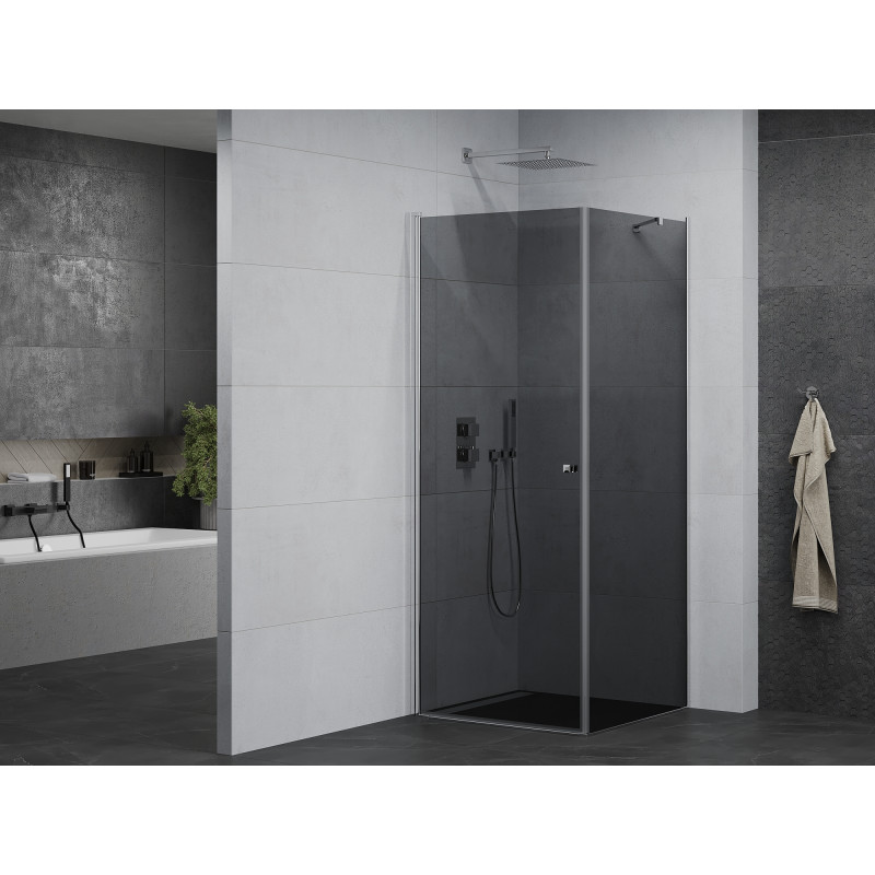Mexen Pretoria scharnierende douchecabine 90 x 90 cm, grafiet, chroom - 852-090-090-01-40