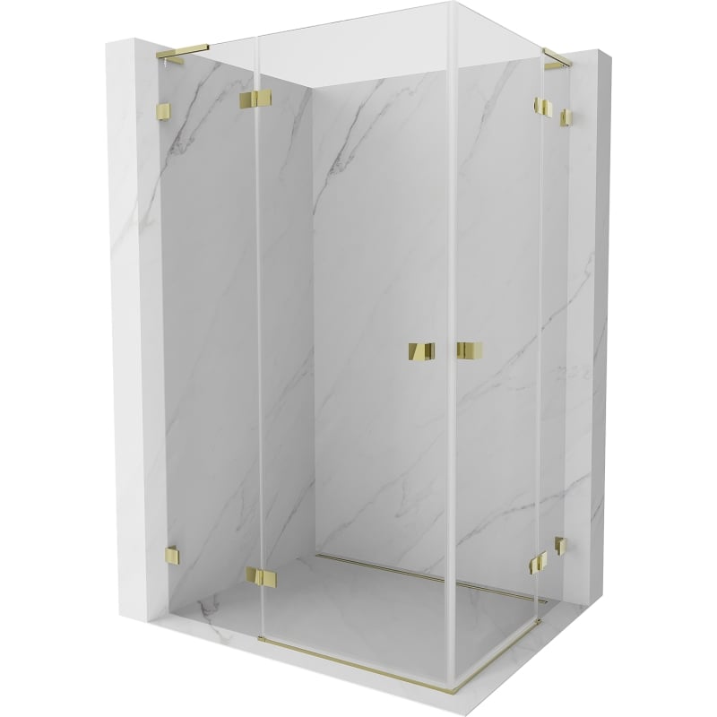 Mexen Lunar L Duo hinged shower enclosure 95 x 80 cm, transparent, gold - 834L-095L-080P-50-00
