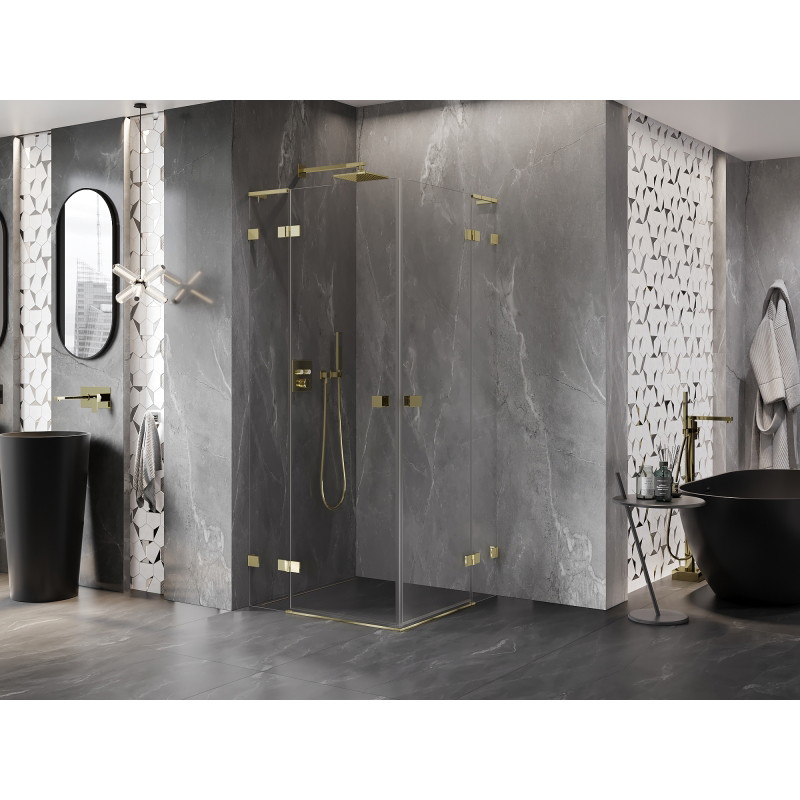 Mexen Lunar L Duo dušikabiin, avaneb, 105 x 105 cm, läbipaistev, kuldne - 834L-105L-105P-50-00