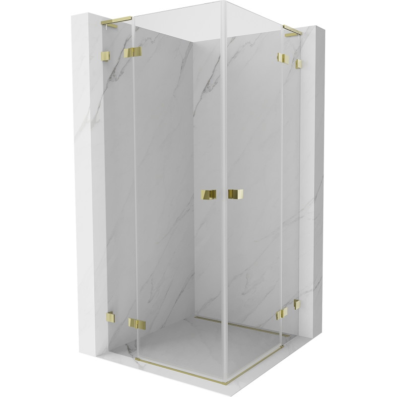 Mexen Lunar L Duo tuš kabina s zakretnim vratima 110 x 110 cm, prozirna, zlatna - 834L-110L-110P-50-00