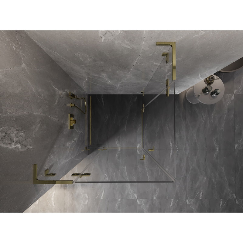 Mexen Lunar L Duo tuš kabina s zakretnim vratima 110 x 110 cm, prozirna, zlatna - 834L-110L-110P-50-00