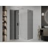 Mexen Roma 80 x 100 cm Hinged Shower Enclosure, Graphite, Chrome + Flat Shower Tray, White - 854-080-100-01-40-4010