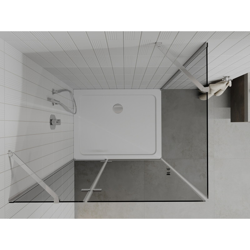 Mexen Roma Hinged Shower Cabin 80 x 100 cm, Graphite, Chrome + Flat Tray, White - 854-080-100-01-40-4010