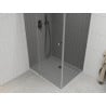 Mexen Roma 80 x 100 cm Hinged Shower Enclosure, Graphite, Chrome + Flat Shower Tray, White - 854-080-100-01-40-4010