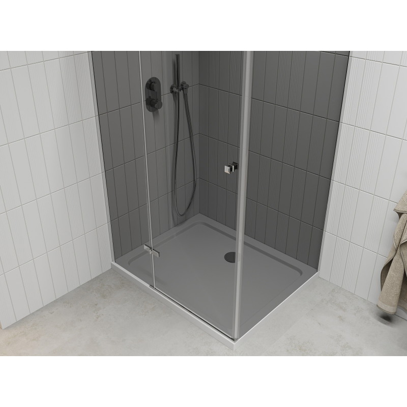 Mexen Roma avamine dušikabiin 80 x 110 cm, grafiit, kroom + Flat dušialus, valge - 854-080-110-01-40-4010