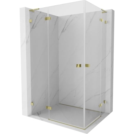 Mexen Lunar L Duo cabine de douche pivotante gauche 120 x 100 cm, transparent, or - 834L-120L-100P-50-00