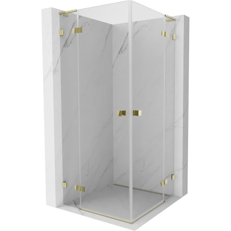 Mexen Lunar L Duo 120 x 120 cm Hinged Shower Enclosure, Transparent, Gold - 834L-120L-120P-50-00