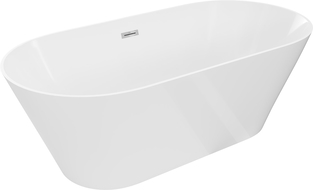 Mexen Luna Slim freistehende Badewanne 170 x 75 cm, weiß, Überlauf Chrom - 52041707500-01