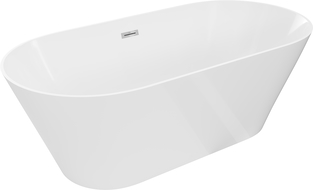 Mexen Luna Slim vrijstaande badkuip 170 x 75 cm, wit, overloop chroom - 52041707500-01