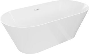 Mexen Luna Slim freistehende Badewanne 170 x 75 cm, weiß, Überlauf weiß - 52041707500-20