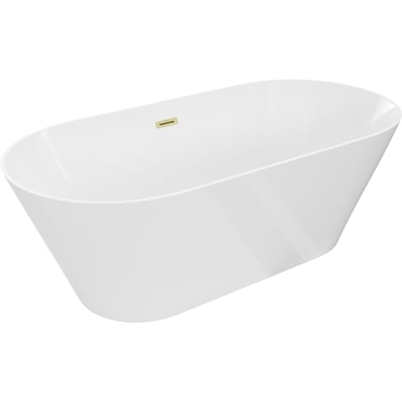 Mexen Luna Slim freistehende Badewanne 170 x 75 cm, weiß, Überlauf gebürstet gold - 52041707500-55