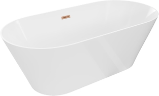 Mexen Luna Slim samostojeća kada 170 x 75 cm, bijela, preljev brušeni bakar - 52041707500-65