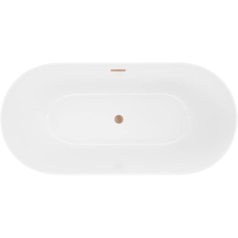 Mexen Luna Slim samostojeća kada 170 x 75 cm, bijela, preljev brušeni bakar - 52041707500-65
