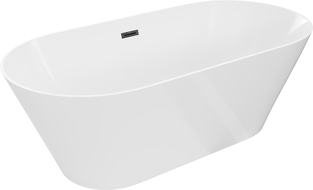 Mexen Luna Slim freestanding bath 170 x 75 cm, white, black overflow - 52041707500-70