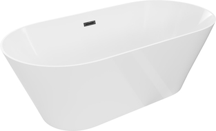 Mexen Luna Slim freistehende Badewanne 170 x 75 cm, weiß, Überlauf schwarz - 52041707500-70