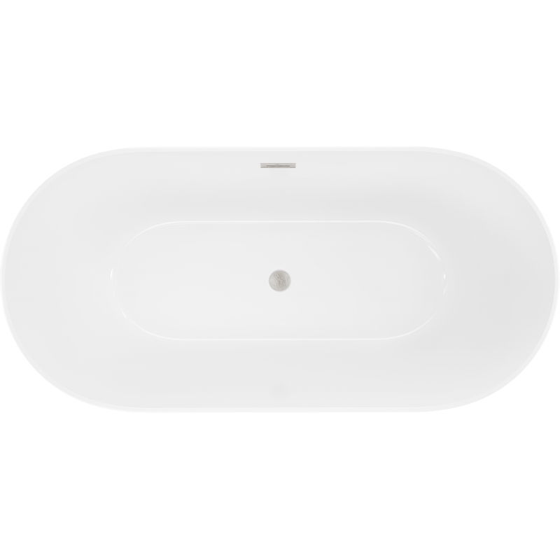 Mexen Luna Slim freistehende Badewanne 170 x 75 cm, weiß, Überlauf gebürsteter Nickel - 52041707500-97