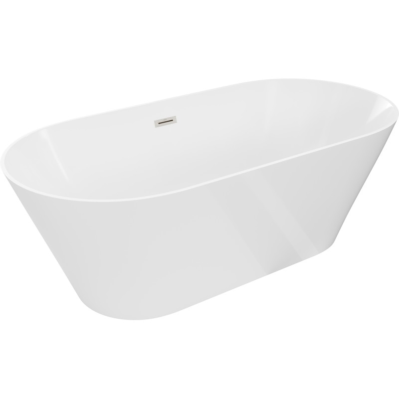 Mexen Luna Slim samostojeća kada 170 x 75 cm, bijela, preljev brušeni nikal - 52041707500-97