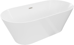 Mexen Luna Slim samostojeća kada 170 x 75 cm, bijela, preljev brušeni nikal - 52041707500-97