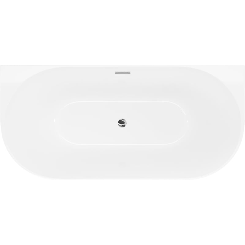 Mexen Oval Slim freestanding back-to-wall bathtub 170 x 80 cm, white, chrome overflow - 52661708000-01