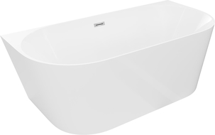 Mexen Oval Slim freistehende Wandbadewanne 170 x 80 cm, weiß, Überlauf Chrom - 52661708000-01