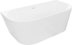 Mexen Oval Slim freistehende wandnahe Badewanne 170 x 80 cm, weiß, Überlauf weiß - 52661708000-20