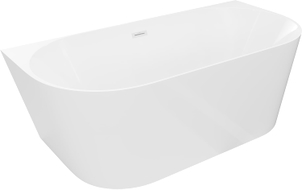 Mexen Oval Slim vabas seisev seinaga leiliruum 170 x 80 cm, valge, valge ülevooluga - 52661708000-20