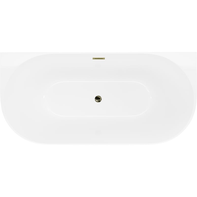 Mexen Oval Slim baignoire autoportante murale 170 x 80 cm, blanche, trop-plein doré - 52661708000-50