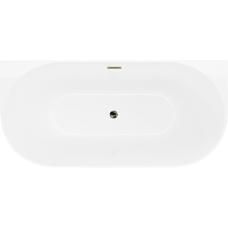 Mexen Oval Slim wanna wolnostojąca przyścienna 170 x 80 cm, biała, przelew złoty - 52661708000-50
