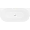Mexen Oval Slim freistehende halbanliegende Badewanne 170 x 80 cm, weiß, Überlauf gold - 52661708000-50