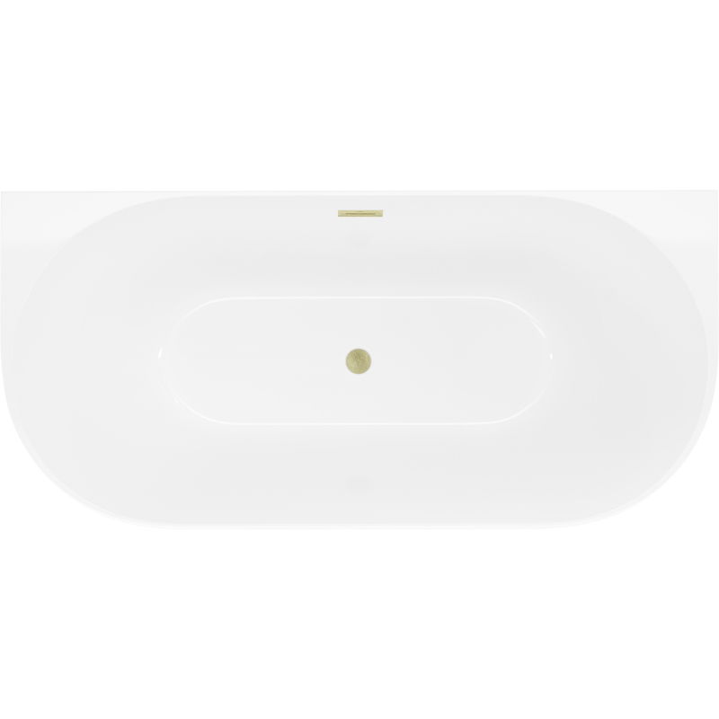 Mexen Oval Slim fräi stoend Badewanne ugeschloss 170 x 80 cm, wäiss, Iwwerleeë vergëllt gebürstet - 52661708000-55