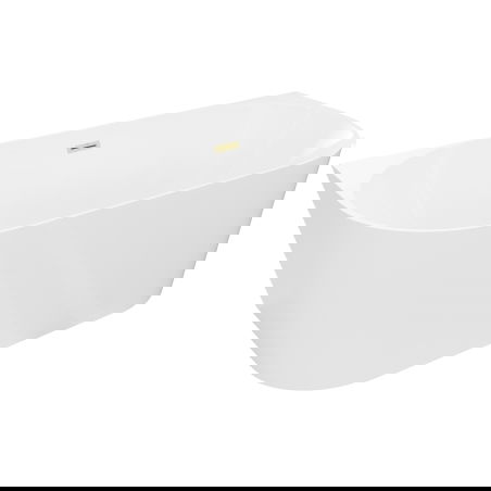 Mexen Oval Slim seinää vasten seisova amme 170 x 80 cm, valkoinen, harjattu kultainen ylivuoto - 52661708000-55