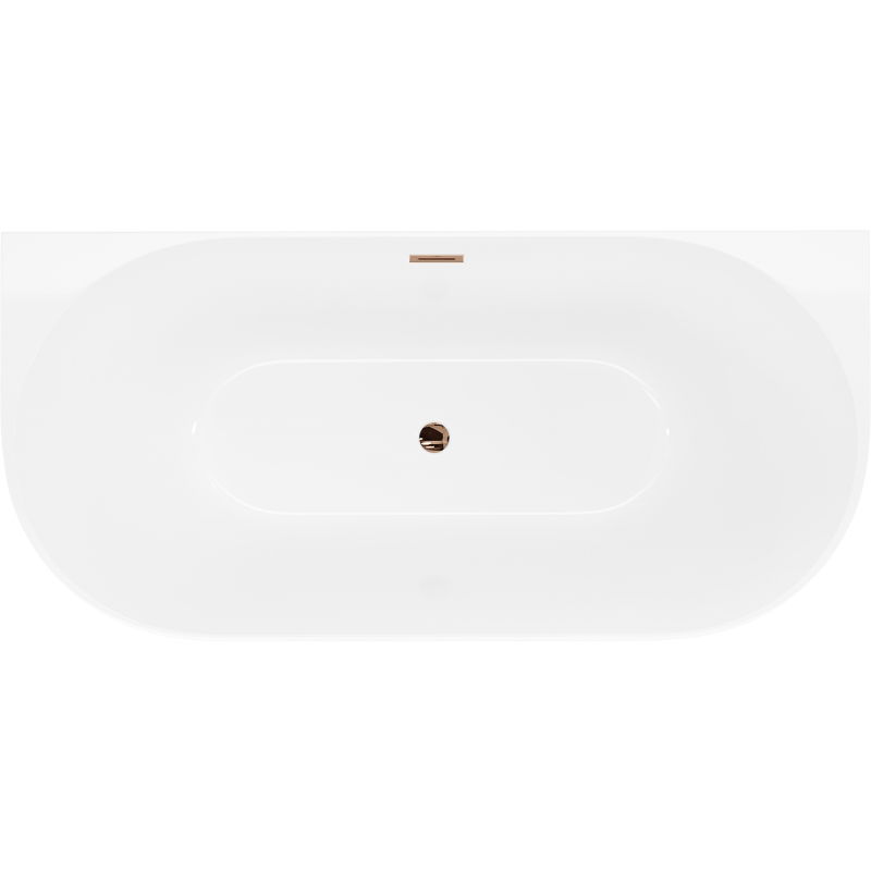 Mexen Oval Slim fräistéierend Badewanne géint d'Mauer 170 x 80 cm, wäiss, Iwwerfloss rose Gold - 52661708000-60