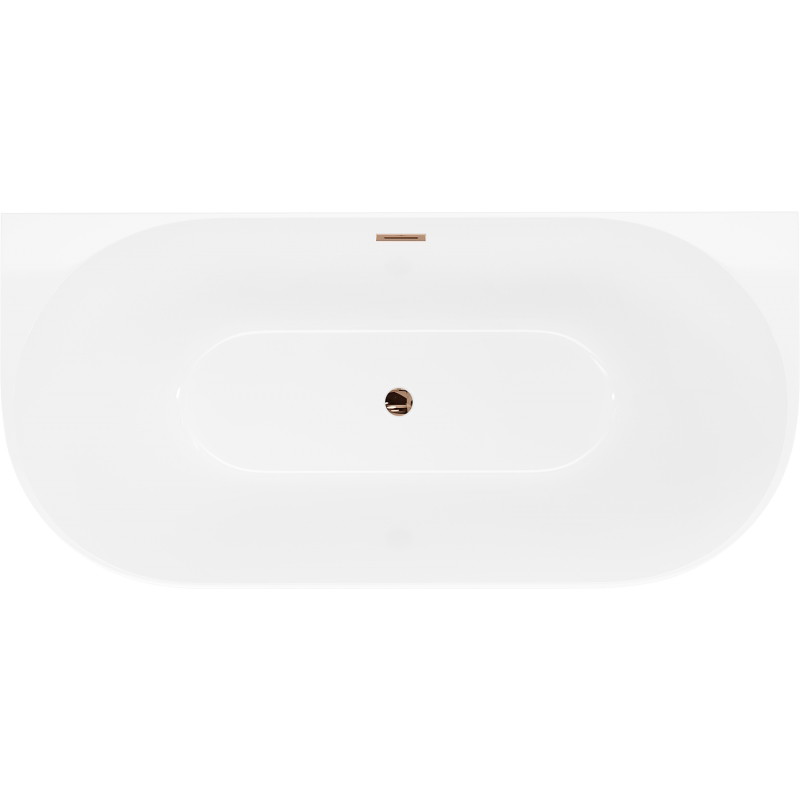 Mexen Oval Slim wanna wolnostojąca przyścienna 170 x 80 cm, biała, przelew różowe złoto - 52661708000-60