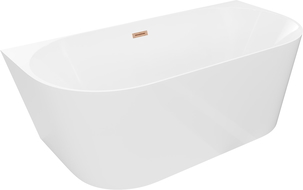 Mexen Oval Slim freistehende Wand-Badewanne 170 x 80 cm, weiß, gebürstetes Kupfer - 52661708000-65