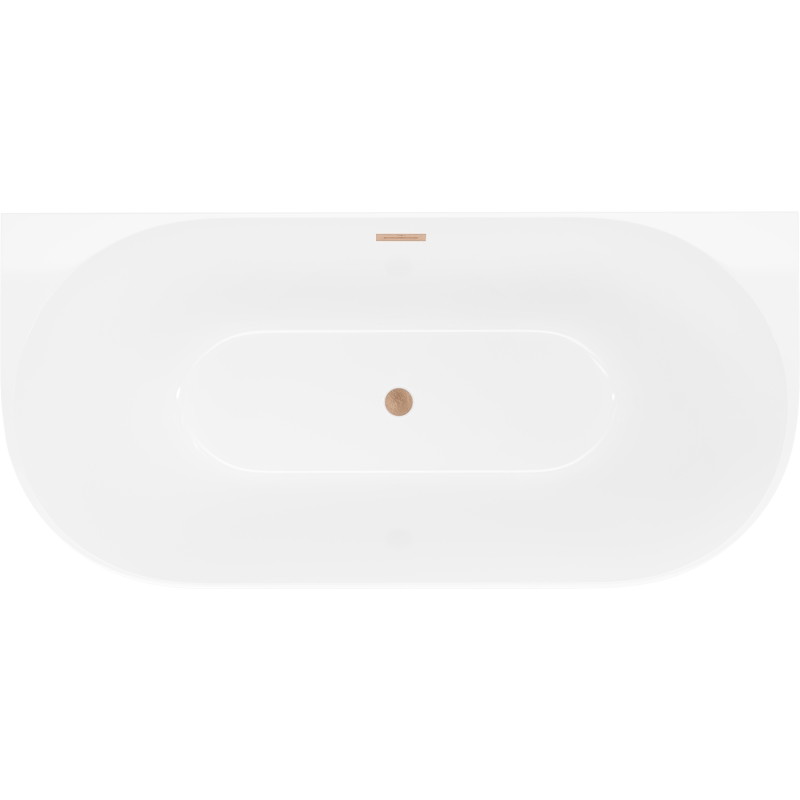 Mexen Oval Slim vrijstaande badkuip tegen de muur 170 x 80 cm, wit, geborsteld koper overloop - 52661708000-65