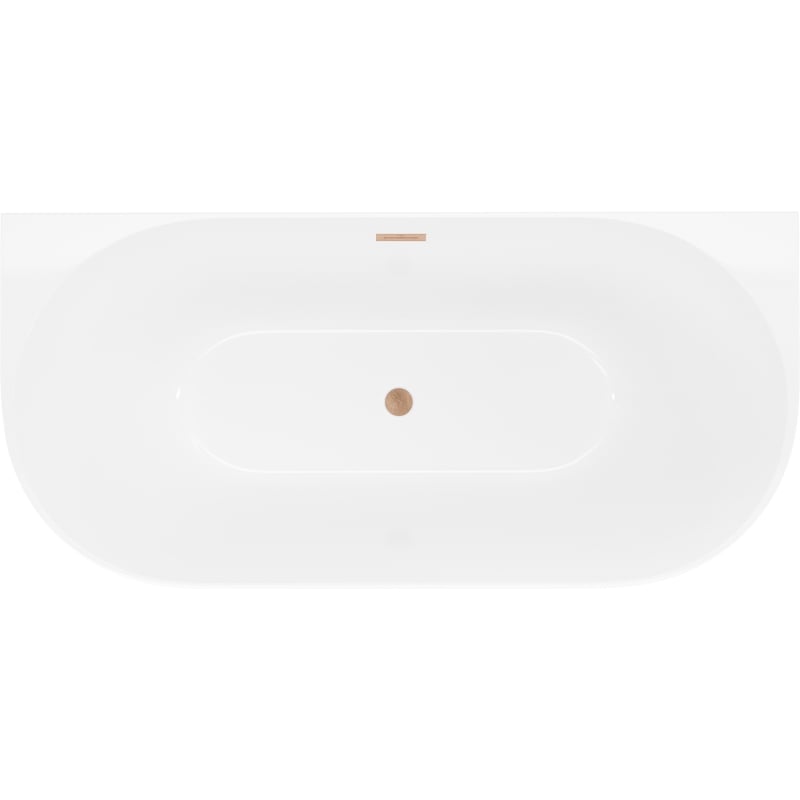 Mexen Oval Slim wanna wolnostojąca przyścienna 170 x 80 cm, biała, przelew miedź szczotkowana - 52661708000-65