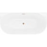 Mexen Oval Slim bañera exenta adosada 170 x 80 cm, blanca, rebosadero cobre cepillado - 52661708000-65