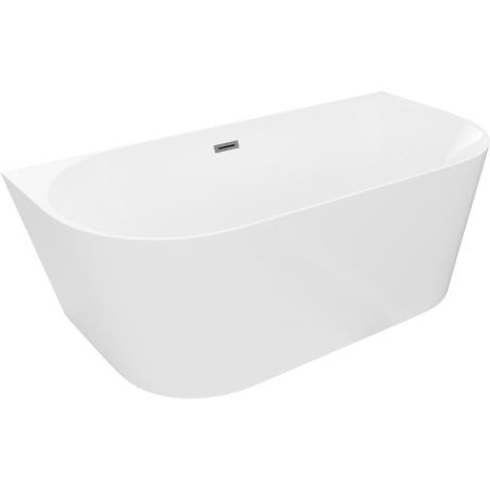 Mexen Oval Slim freestanding back-to-wall bath 170 x 80 cm, white, brushed gun gray overflow - 52661708000-66